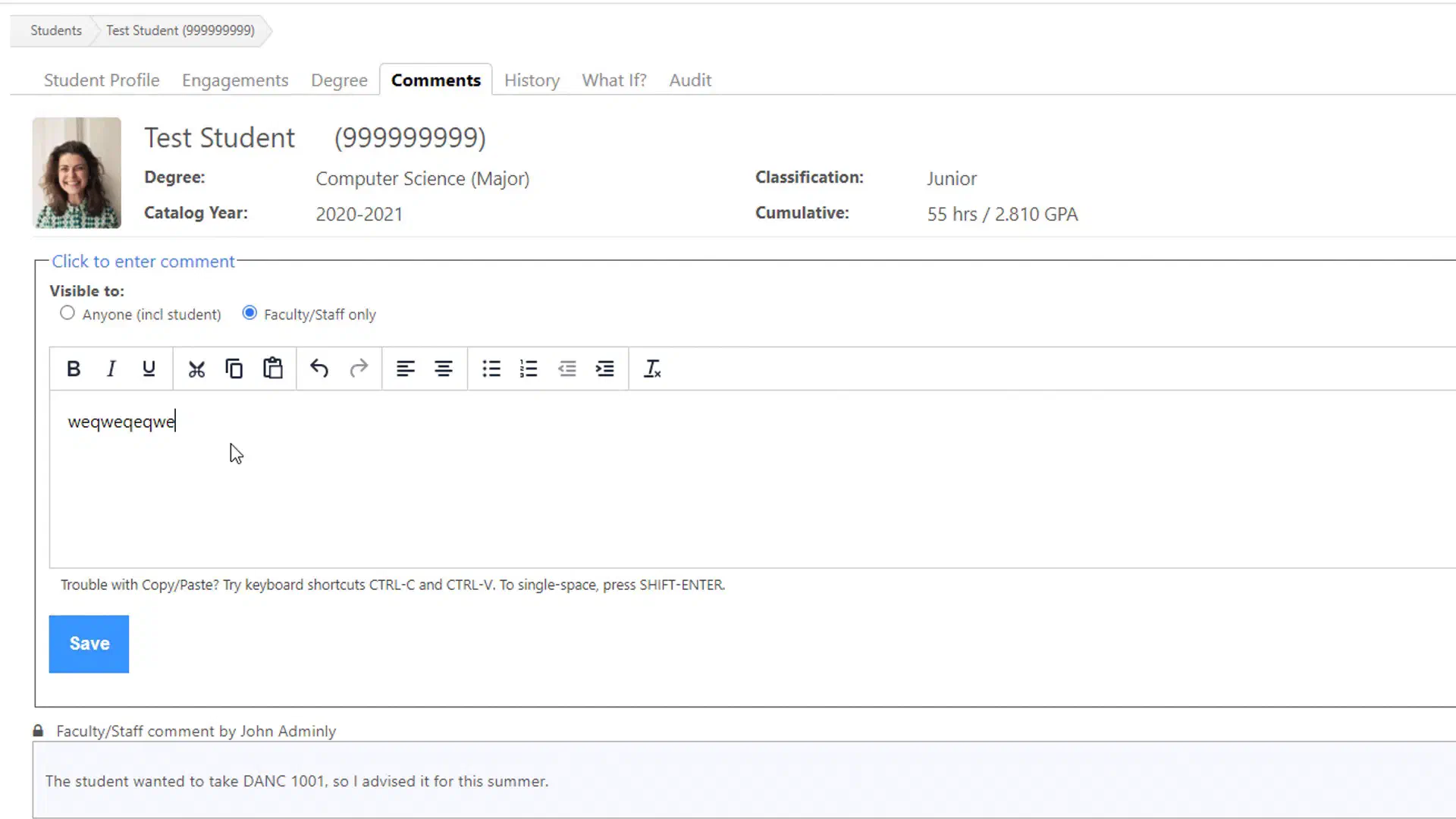 Adding a comment in FlightPath