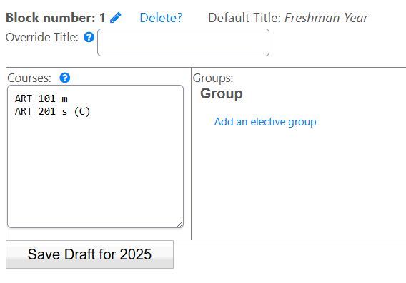 Semester blocks and degree requirements