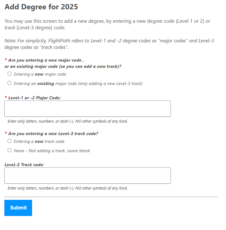 Add new degree screen