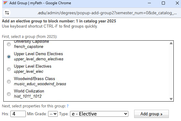 Adding a group